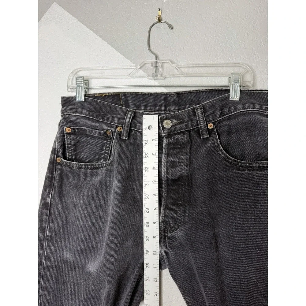 Levi's 501 Original Fit Jeans Men's 34x32 Black Button Fly Straight Denim Worn